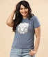 Bus Printed Crew Neck Blue Tshirt